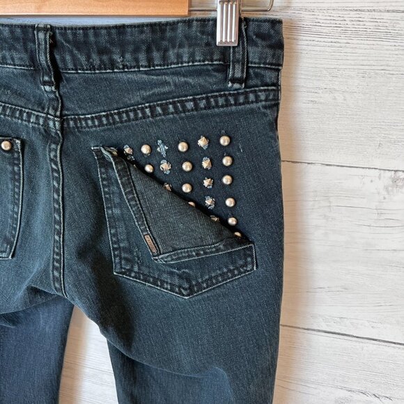 Obey Propaganda Jeans SZ 28X34 Blackish Blue Debbie Fit Low Waist Skinny Studs - Picture 12 of 14